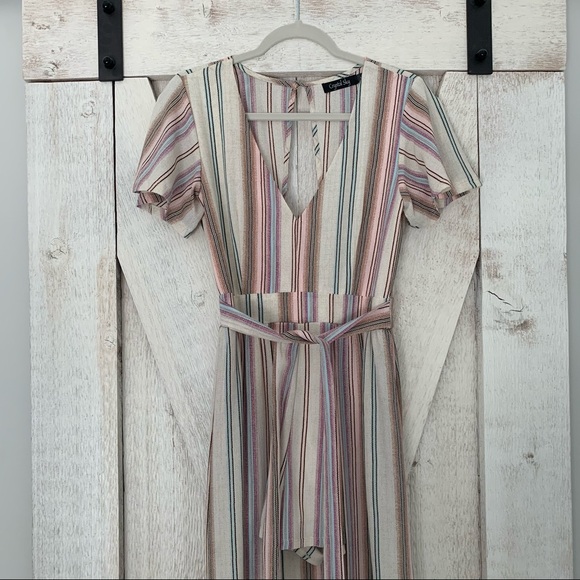 Striped High-Low Maxi Romper - Picture 2 of 4